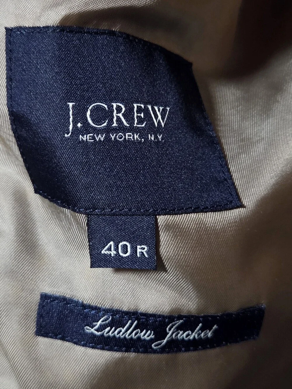 J.Crew Larusmiani Ludlow Khaki Tan Cotton Blazer Sport Coat Size 40R